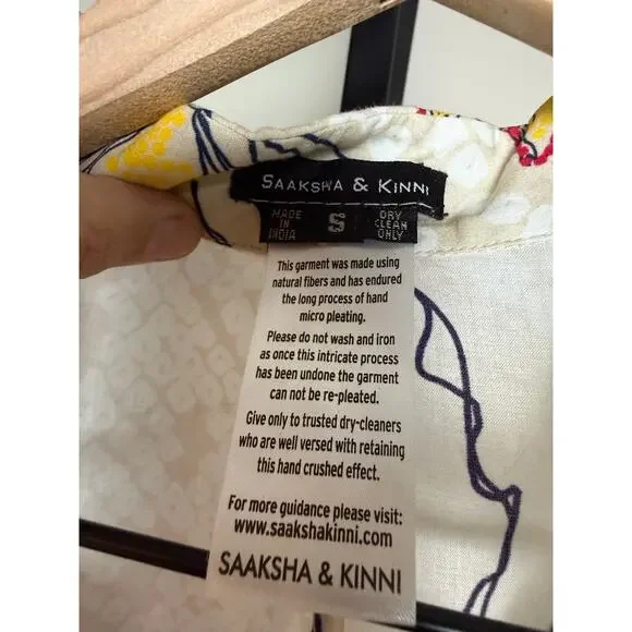 Saaksha & Kinni Cambric Cotton Periwinkle Bandhani Printed Batwing Shirt Sz Sm - Picture 4 of 6